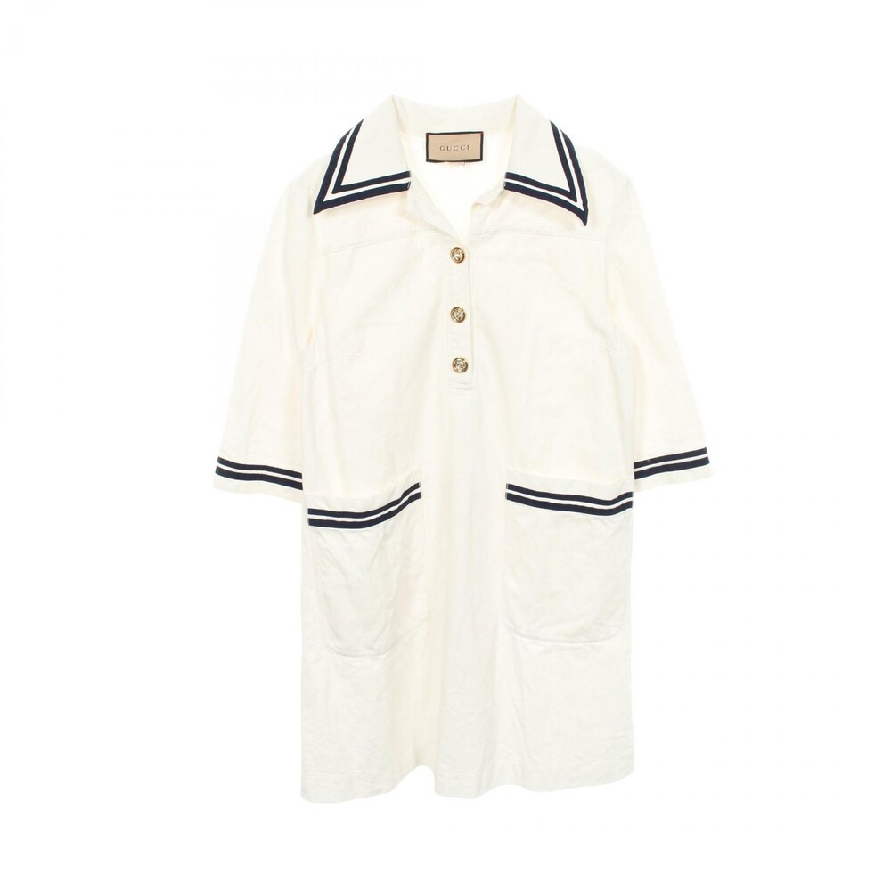Gucci Cotton Shirt Dress White Navy #308522G43B